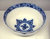 Saint Cloud bowl soft porcelain with blue decorations under glaze 1700 1710