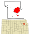 Shawnee County Kansas Incorporated and Unincorporated areas Topeka Highlighted