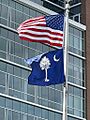 South Carolina Flag under American Flag