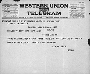 Telegram to NAWSA from Sidney P. Osborn November 1, 1916