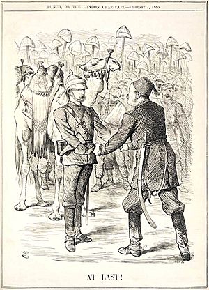 "At Last!" (1885) Major-General Charles George Gordon greeting reinforcements at Khartoum in 1885- TIMEA