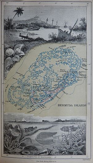 1885 Map of Bermuda and its reefs by Anna Brassey