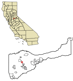 Location of Amador City in Amador County, California.