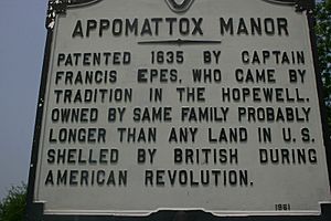Appomattox Manor marker
