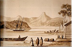 Arapaoa Bay Coromandel Harbour NZ, A sketch ( 1848) J J Merrett Alexander Turnbull Library A-143-104