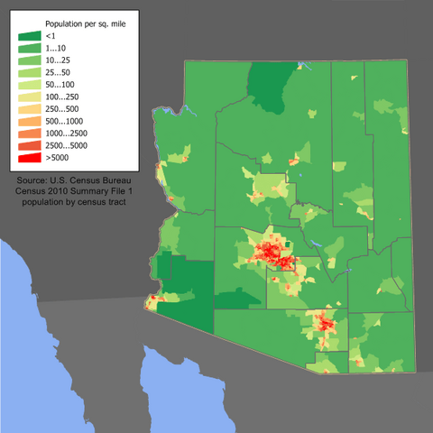Arizona population map