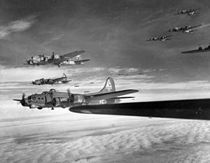 B-17Gs 381st BG en route to target c1944
