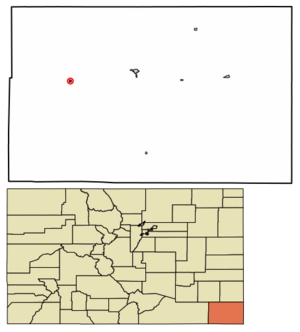 Location within Baca County and Colorado
