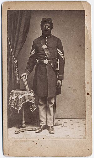 Black soldier in Union Army Sergeant uniform 1864