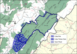 Boundary of the Broad Run wildland as identified by the Wilderness Society