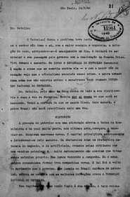 Carta de Monteiro Lobato ao presidente Getúlio Vargas criticando ações do Conselho Nacional do Petróleo