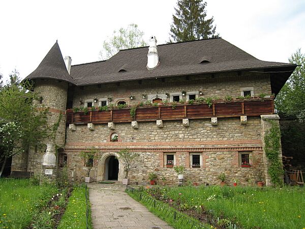 Clisiarnita with circular tower inside Moldovita Monastery