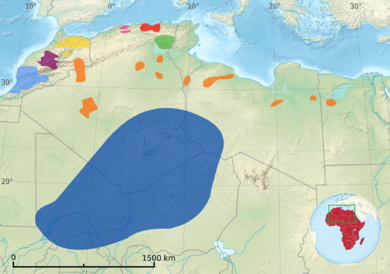 Distributions of Berber people-map