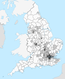 Districts of England by Black percentage