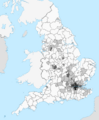 Districts of England by Black percentage