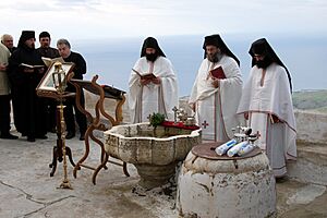 Epiphany Mass in the Monastery of Prophet Elias of Santorini