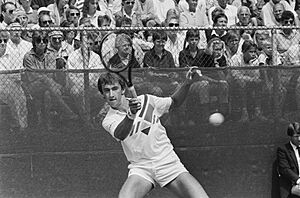 Internationale kampioenschap tennis Melkhuisje Menno Oosting in actie, Bestanddeelnr 933-7188.jpg