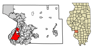 Location of Granite City in Madison County, Illinois.