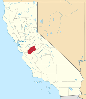 Map of California highlighting Merced County