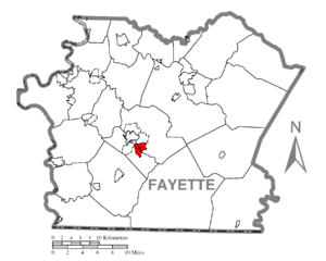 Location of Hopwood in Fayette County
