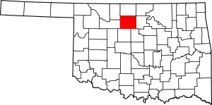 Map of Oklahoma highlighting Garfield County