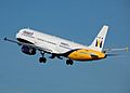 Monarch a321-200 g-ozbu takeoff from manchester arp