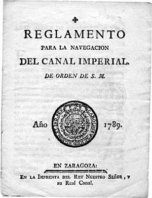Reglamento para la navegacion del Canal Imperial de orden de SM Carlos IV