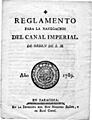 Reglamento para la navegacion del Canal Imperial de orden de SM Carlos IV