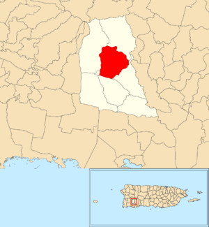 Location of Rincón within the municipality of Sabana Grande shown in red