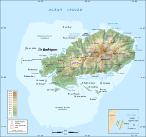 Rodrigues Island topographic-zones map-fr