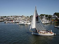 A sailboat in Hyannis Harbor
