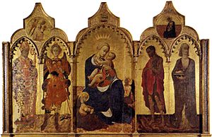 Sassetta, madonna col Bambino e quattro santi