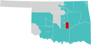 Location (red) in the U.S. state of Oklahoma