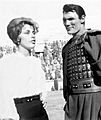 Sharon Tate con Jack Palance en Barrabás (1961)