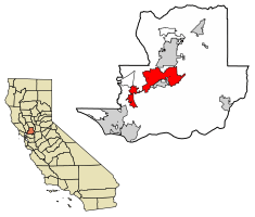 Location of Fairfield in Solano County, California.