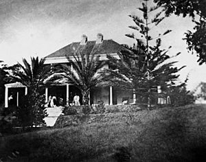 StateLibQld 1 116960 Manning family on the steps of Milton House, 1868