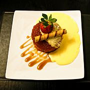Syrup sponge pudding with custard at the White Hart Inn, Moreton, Essex, England