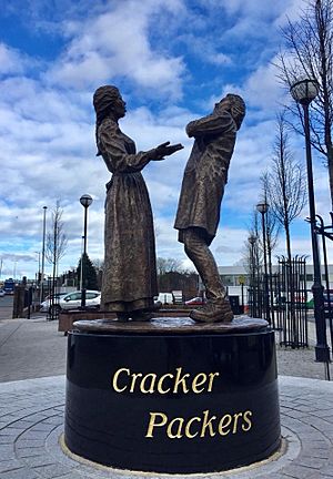 The bronze Cracker Packers in Carlisle by Hazel Reeves