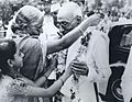 The first Indian Governor General of India, C. R. Rajagopalachari, had a Gandhian air and was very popular (cropped)