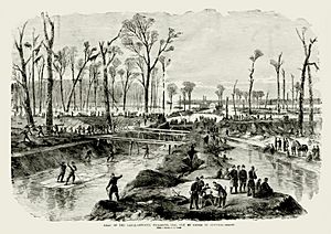 The head of the canal, opposite Vicksburg, Miss., now being cut by Command of Gen. Grant
