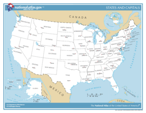 US map - states and capitals