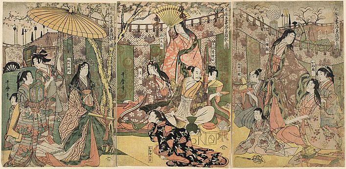 Utamaro (c. 1802–04) Taikō gosai rakutō yūzan no zu