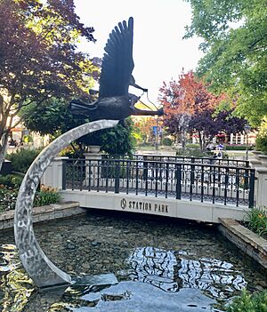 Water feature at Station Park in Farmington