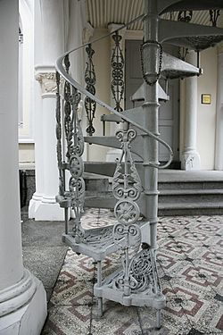 White metal spiral staircase