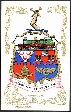 Borough of Swindon arms on 1905 'JaJa' postcard