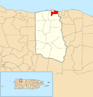 Location of Camuy barrio-pueblo within the municipality of Camuy shown in red