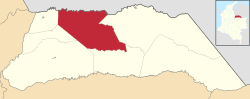 Location of the municipality and town of Arauquita in the Arauca Department of Colombia