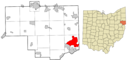 Location of Calcutta in Columbiana County, Ohio.