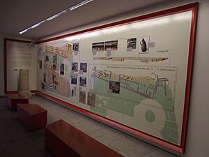 Exhibition in a multi-storey car park on archological discoveries having been made during construction