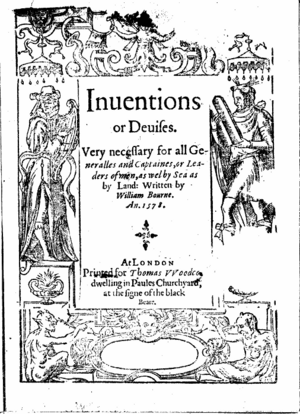 First page of William Bourne's "Inventions or Devises"